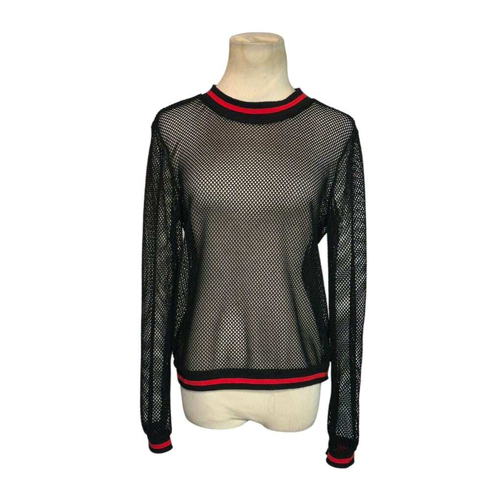 Pinkmelo black mesh long sleeves top size Medium